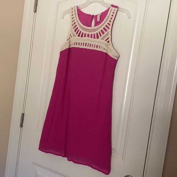 Magenta Crochet Detail Dress - Picture 2 of 7